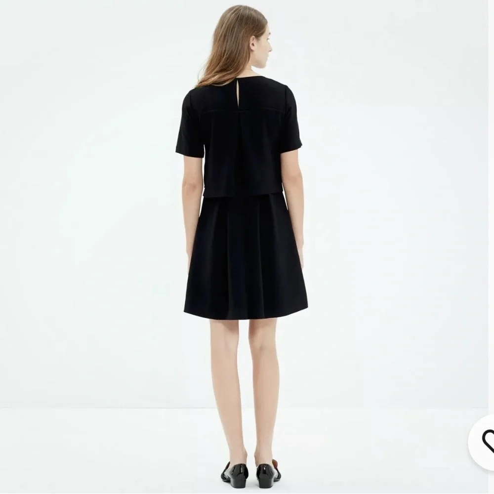 Madewell Black Layered Look Textured Fabric High Low Mini Dress Size 0